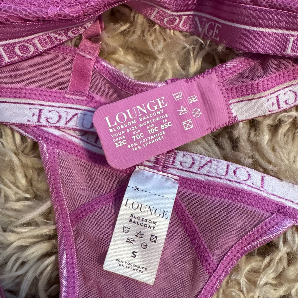 Lounge Underwear Balcony Blossom Bra Thong SET Violet - Picture 3 of 3